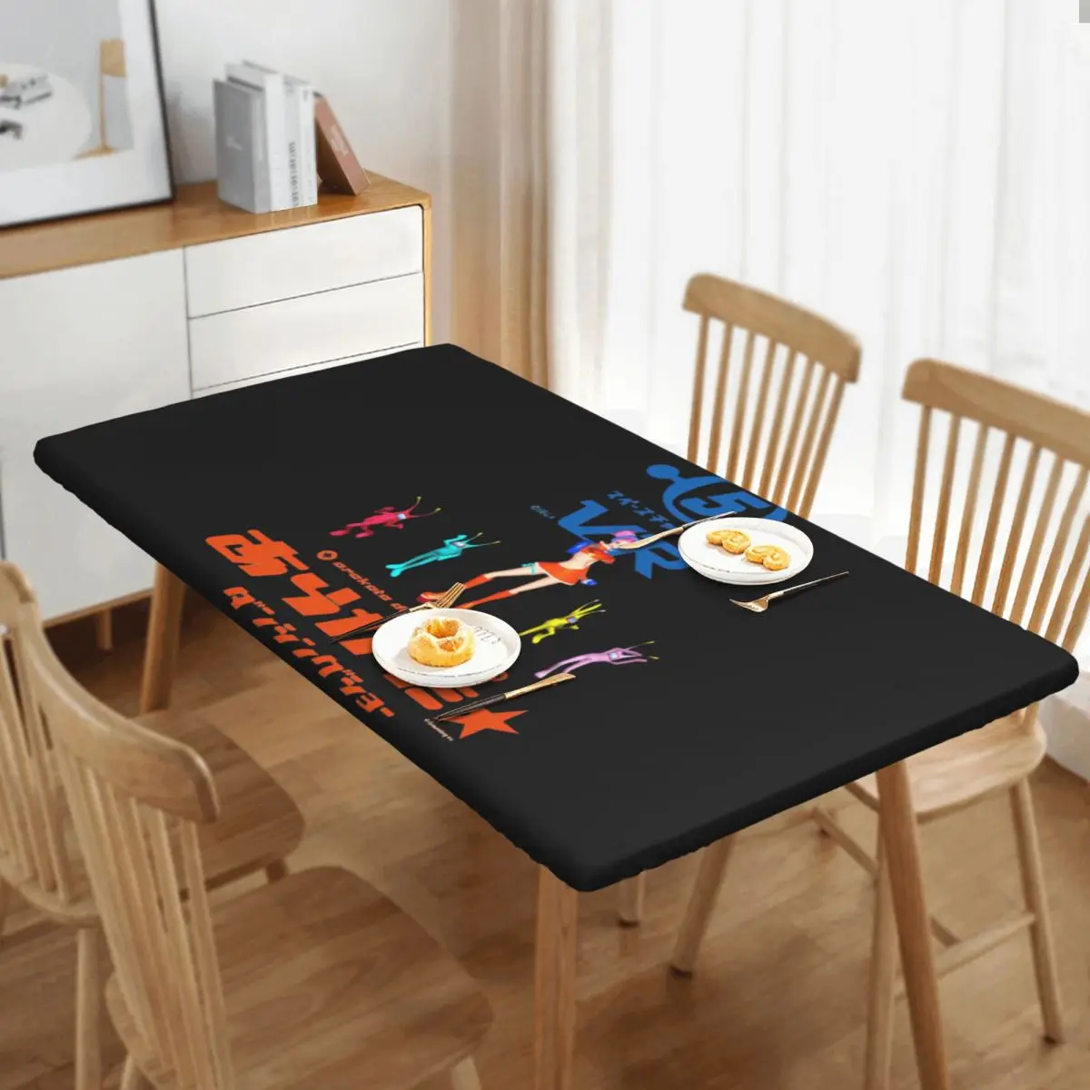 Space Channel 5 Ulalas Swingin Report Show Customized Rectangular Tablecloth Oilproof Table Cover for Dining Events Table Cloth