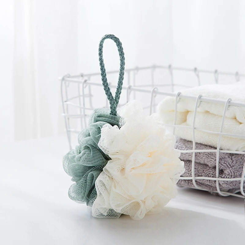 

Large Bi-Colour Shower Balls Colourful PE Soft Frosted Bubble Bath Flower Flower Soft Scrubbing Bubble Net Two Color Bath Flower