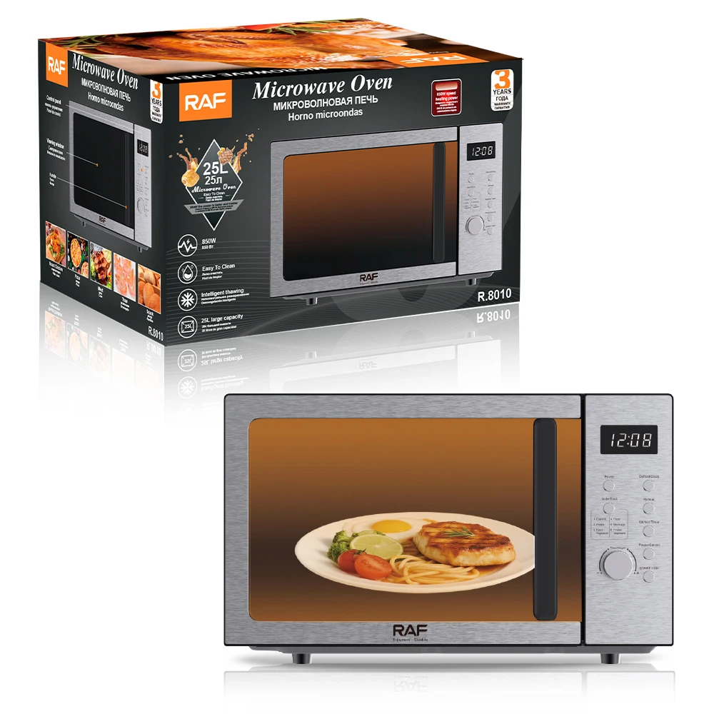R.8010 850 واط فرن الميكروويف Horno Microondas مع سعة 25 لتر تذويب ذكي تسخين سريع وسهل التنظيف