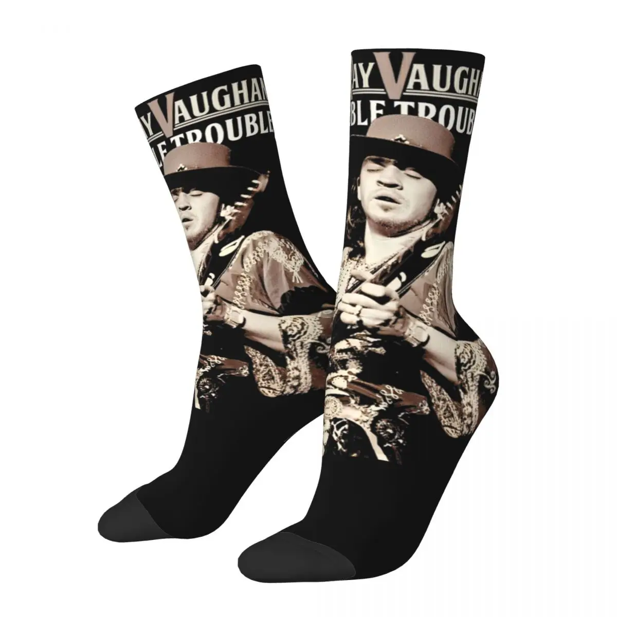 

Funny Retro Stevie Ray Vaughan SRV Singer Design Warm Socks Stuff All Season Cool Musican Soft Crew Socks Non-slip