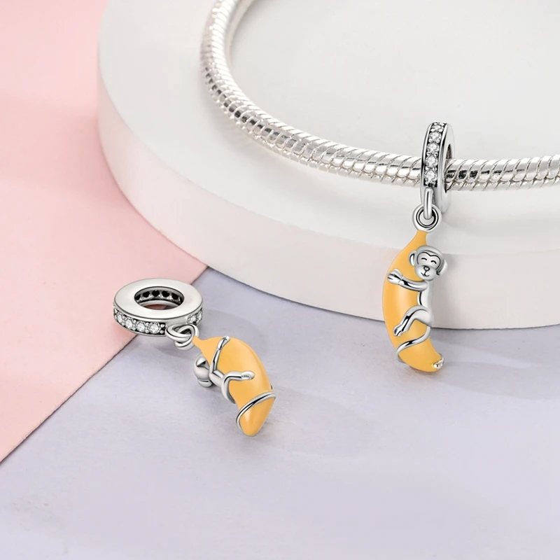 Silver Plated Golden Charms Leopard Firefly Monkey Cat Beads Dangle Fit Original Bangle Pendant Bracelet DIY Jewelry