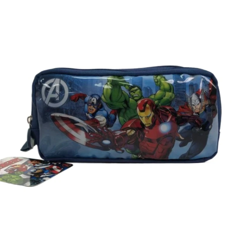 Marvel Anime Movies Pencil Case Avengers Superhero Spider-Man Iron Man Bilayer Large Capacity Pencil Box Student Supplies Gifts