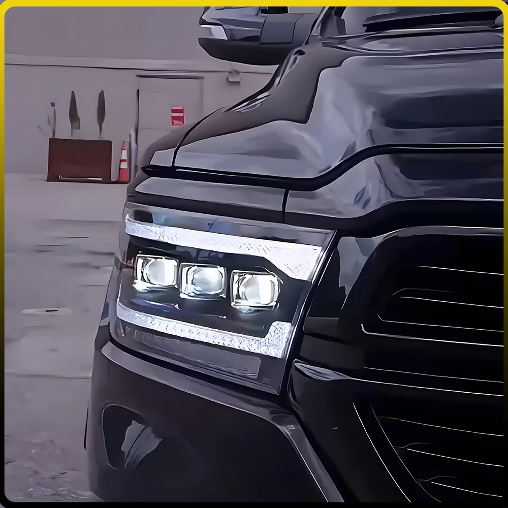 For Dodge RAM 2019-2023 LED Auto Upgrade Triple Lens Style Headlights Assembly Projector Lens Car Tool Accessories Plug and Play