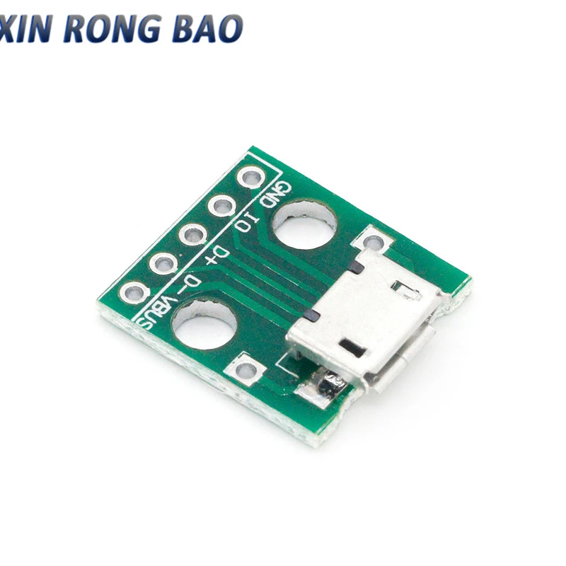 10pcs MICRO USB To DIP Adapter 5pin Female Connector B Type PCB Converter Breadboard USB-01 Switch Board SMT Mother Seat