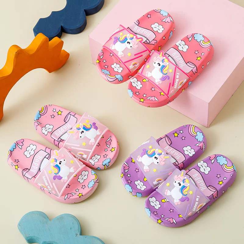 Pantoufles d'intérieur coordonnantes à semelle souple pour filles et garçons, chaussures de dessin animé mignon pour enfants