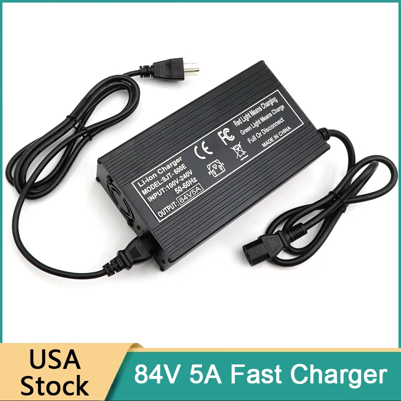 84V 5A Fast Charger Suit for 20S 72V Li-on Lithium Battery Pack Electric Scooter/Motorcycle 3 Holes C13 Plug Intelligent Charger