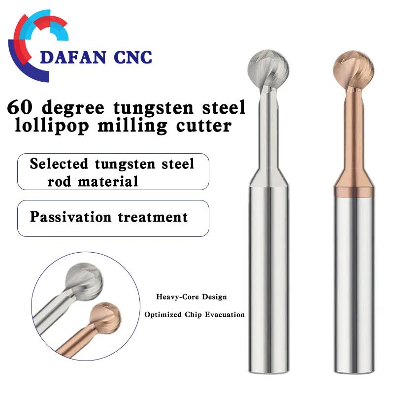 

60 ° Твердосплавная сферическая концевая фреза с леденцом - фреза со сферической головкой с покрытием для стали и алюминия