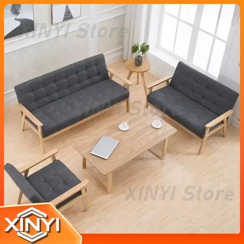 for Cafe Business Reception Sofa for Meeting Visitors Rest Area Office Small Sofa Simple Wooden Office Sofa Modern Minimalist