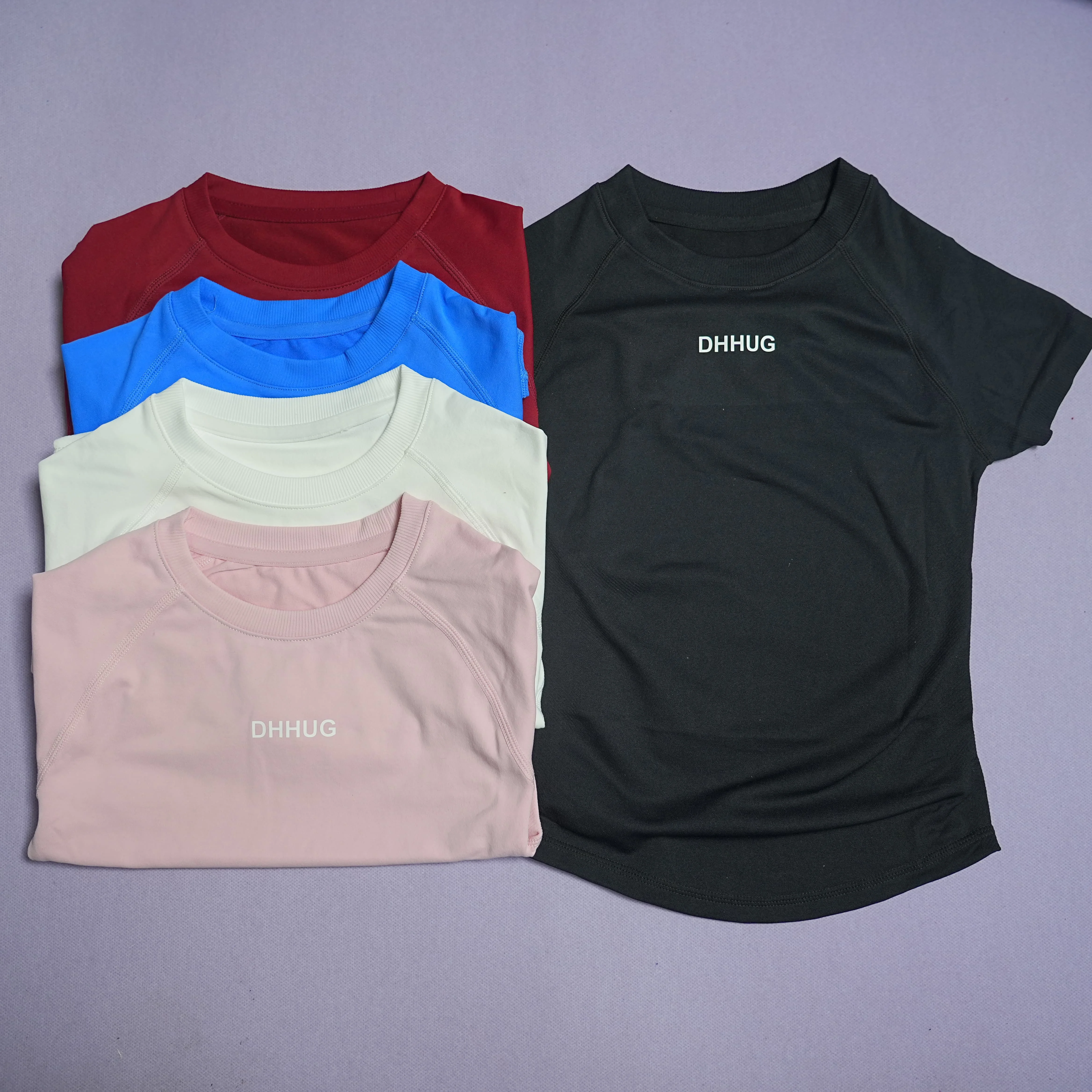 

DHHUG Women's Breathable Sports T-Shirt Summer Short Sleeve Round Neck Elastic Running Gym Yoga Fitness Top