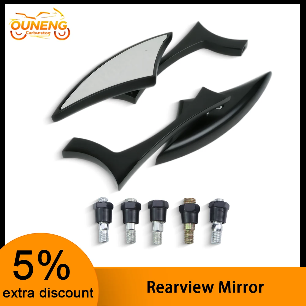 

Universal Motorcycle Side Rear View Mirrors Black Lightning Design Compatible With Harley Dyna Softail Fatboy