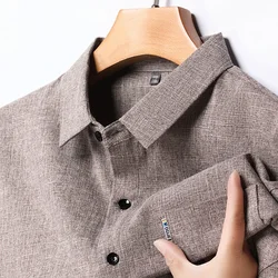 New Men's Business Casual Long Sleeved Printed Shirt with Wrinkle Resistance No Ironing Comfortable All Season Versatile Top