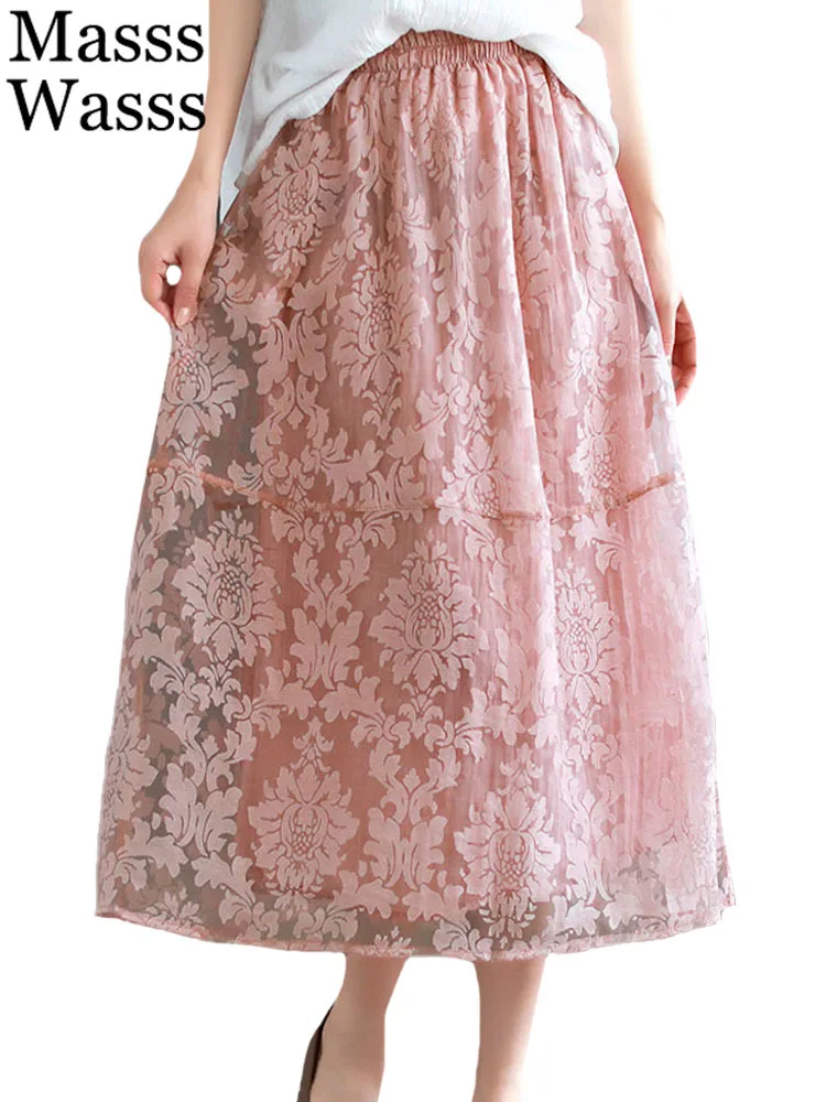 

Masss Wasss 2023 Korean Design Clothes Summer Womens Fashion Loose Elegant Lace Skirts Ladies Luxury Classic Casual Streetwear