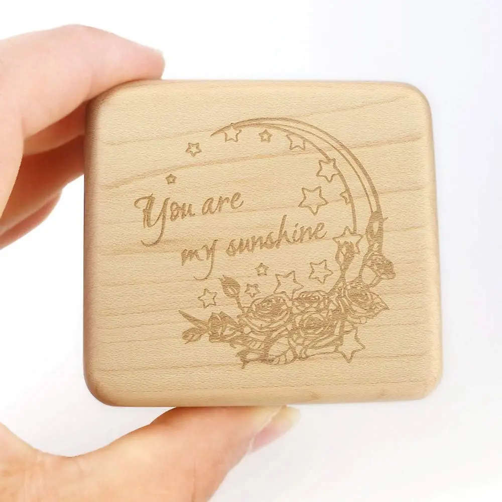 SOFTALK You are my sunshine Mini Photo Customizable Maple wood Music Box Birthday, Christmas, Valentine's Day Gifts