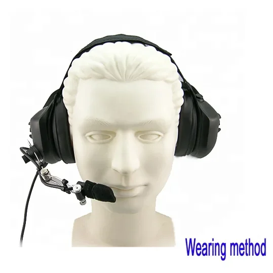 Noise cancelling helicopter headset with M type connector for  2 pins radio