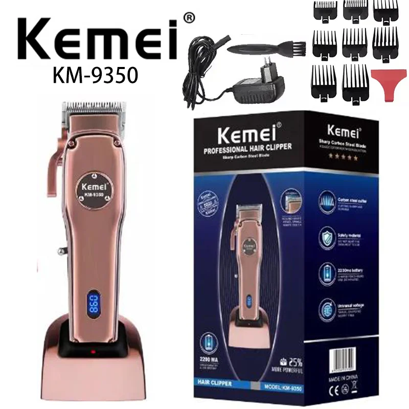 

Kemei Rechargeable Electric Hair Clipper KM-9350 Fast Charging Long Time Working Metal Casing Salon Professional Trimmer