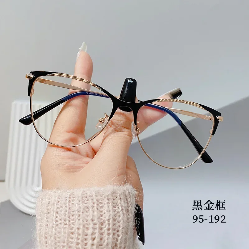 

Glass Women Anti Blue Light Flat Lens 2023 New Minimalist Metal Large Frame Glasses Men Glasses Blue Light Glasses