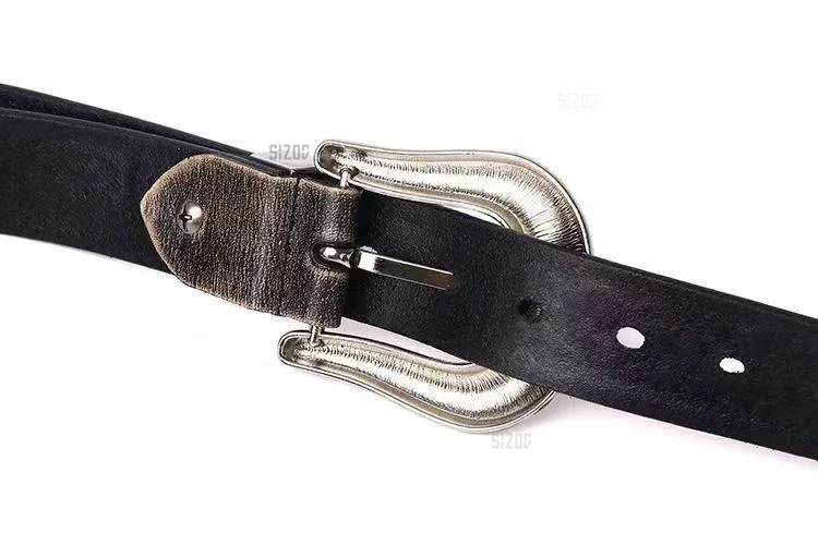 150cm Personalized Embossed Men's Full Grain Genuine Leather  Cowhide Head Layer Plus Long Hip Hop Punk  Men Belt