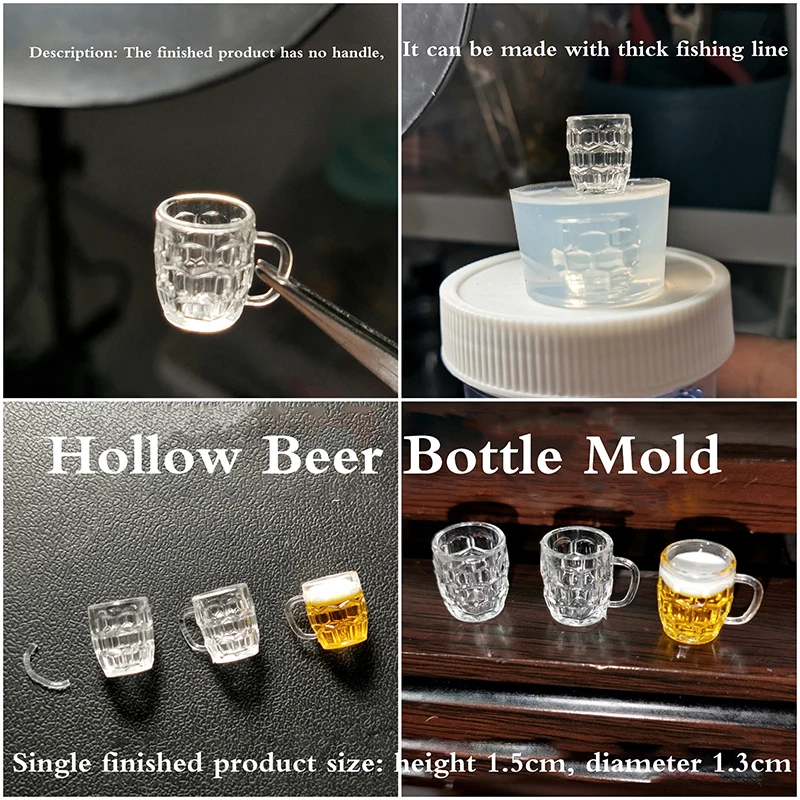 1pc mini molde 1:12 casa de bonecas em miniatura copo água cerveja vidro leite xícara chá diy molde silicone casa boneca acessórios (apenas molde)