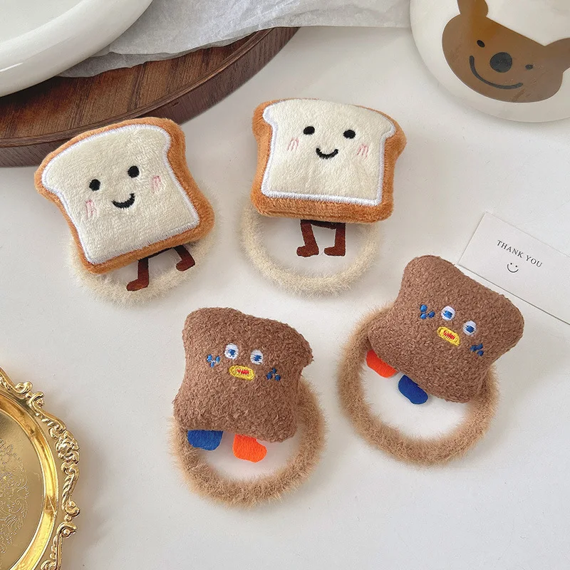 1pc Cartoon Rice and vegetable roll Bread Hair Rope Ball Head Tie Hair Rope Cute Rubber Band Hair Band Headwear