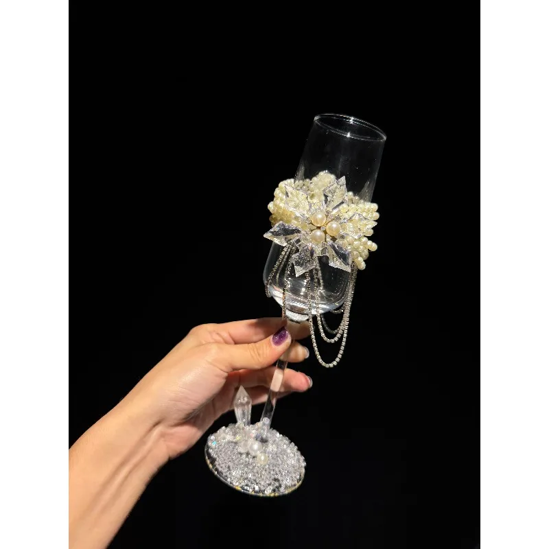 Jiang Meng Wedding Toast Cup Galaxy Cup High Value Diamond Glass High Foot Cocktail Champagne Cup Handmade