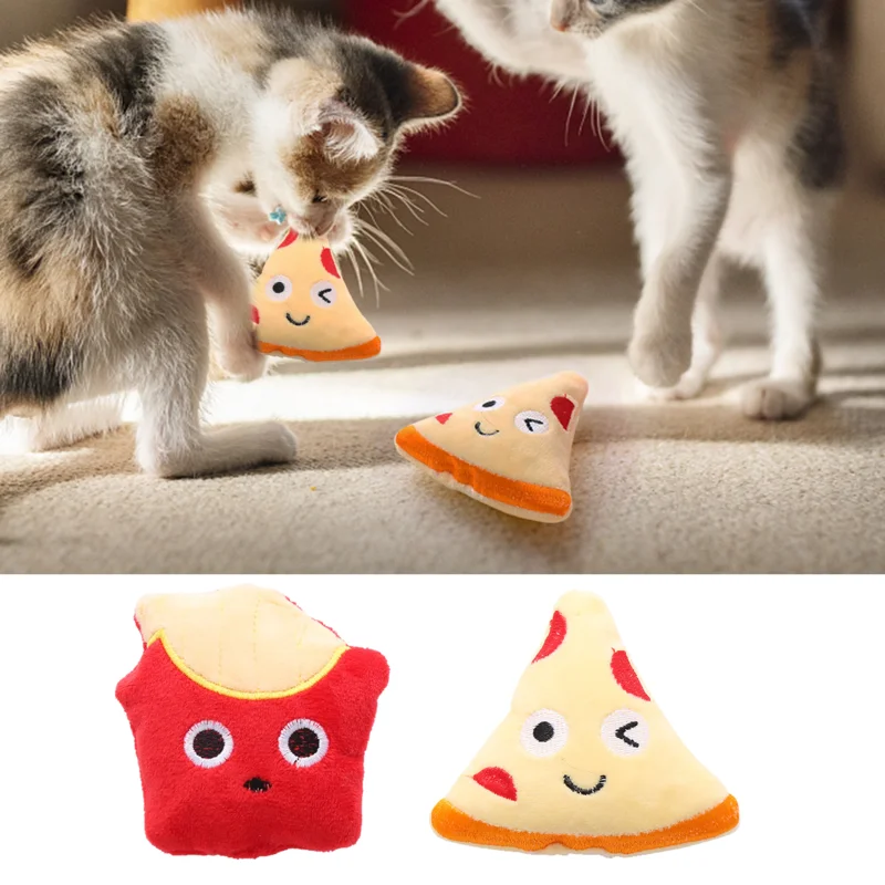 Pizza Cat Toy Simulation Pizza Fries Cute Cat Self Play Toys Catnip Durable Cat Toys Funny Dog Toys Calming Indoor Cat Toys