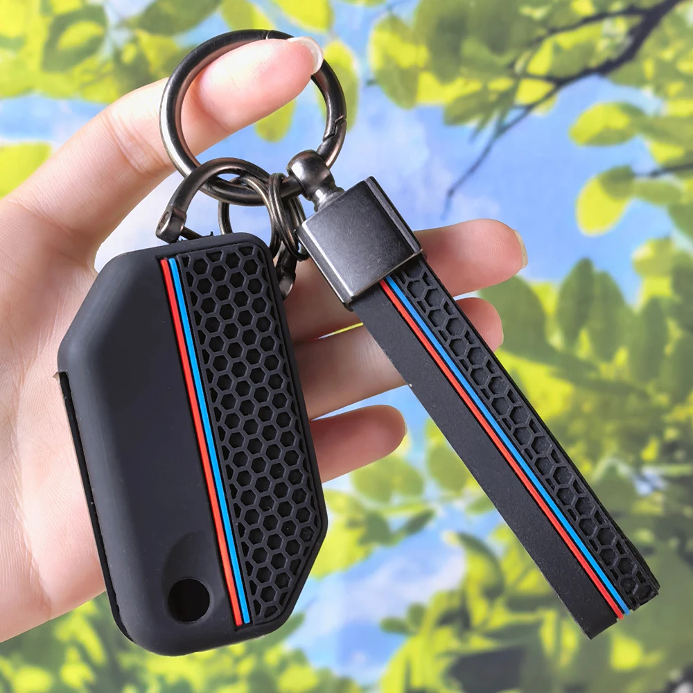 Stylish Silicone Fob Cover With Keychain For BMW R1250GS R1200GS C400gt F750GS F850GS F900R F900XR Honeycomb Motorcycle Remote