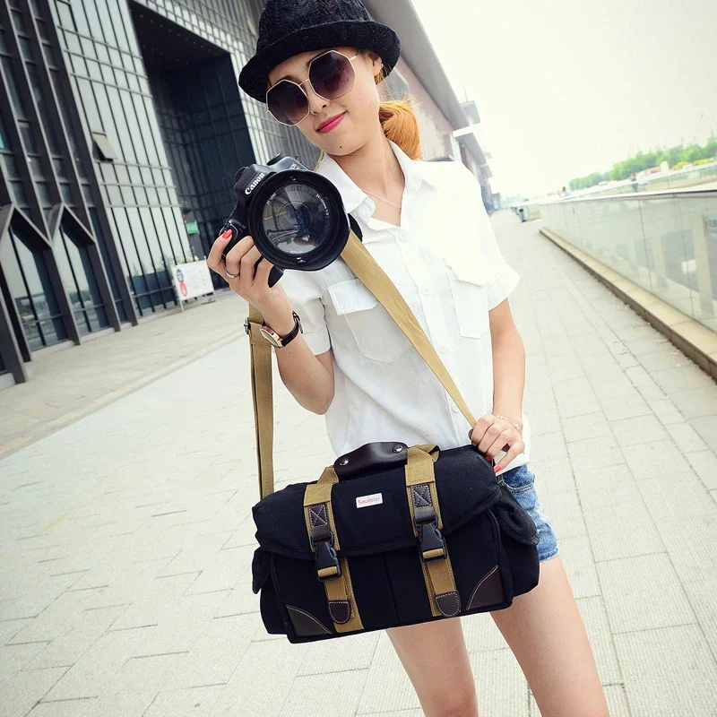 Canvas DSLR Camera DV Bag Shoulder Messenger Bags for Nikon Canon Sony Lens Case Tool case