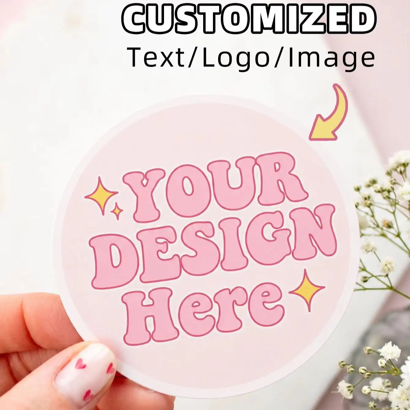 1-96Pcs Round Custom Text Image Stickers, Personalized Labels for Family & Friends, Gift Decor, Office & School Supplies