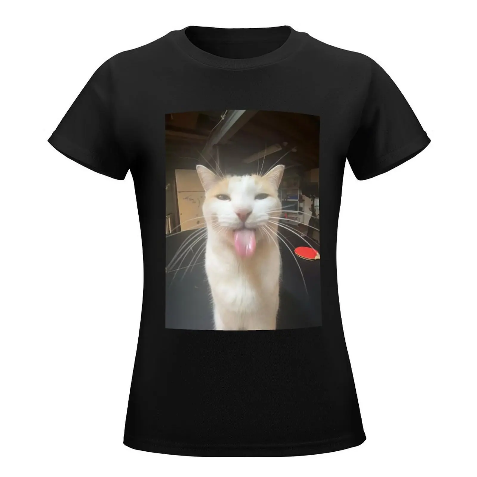 Bleh Cat:P T-Shirt letni top z grafiką obcisłe koszulki dla kobiet