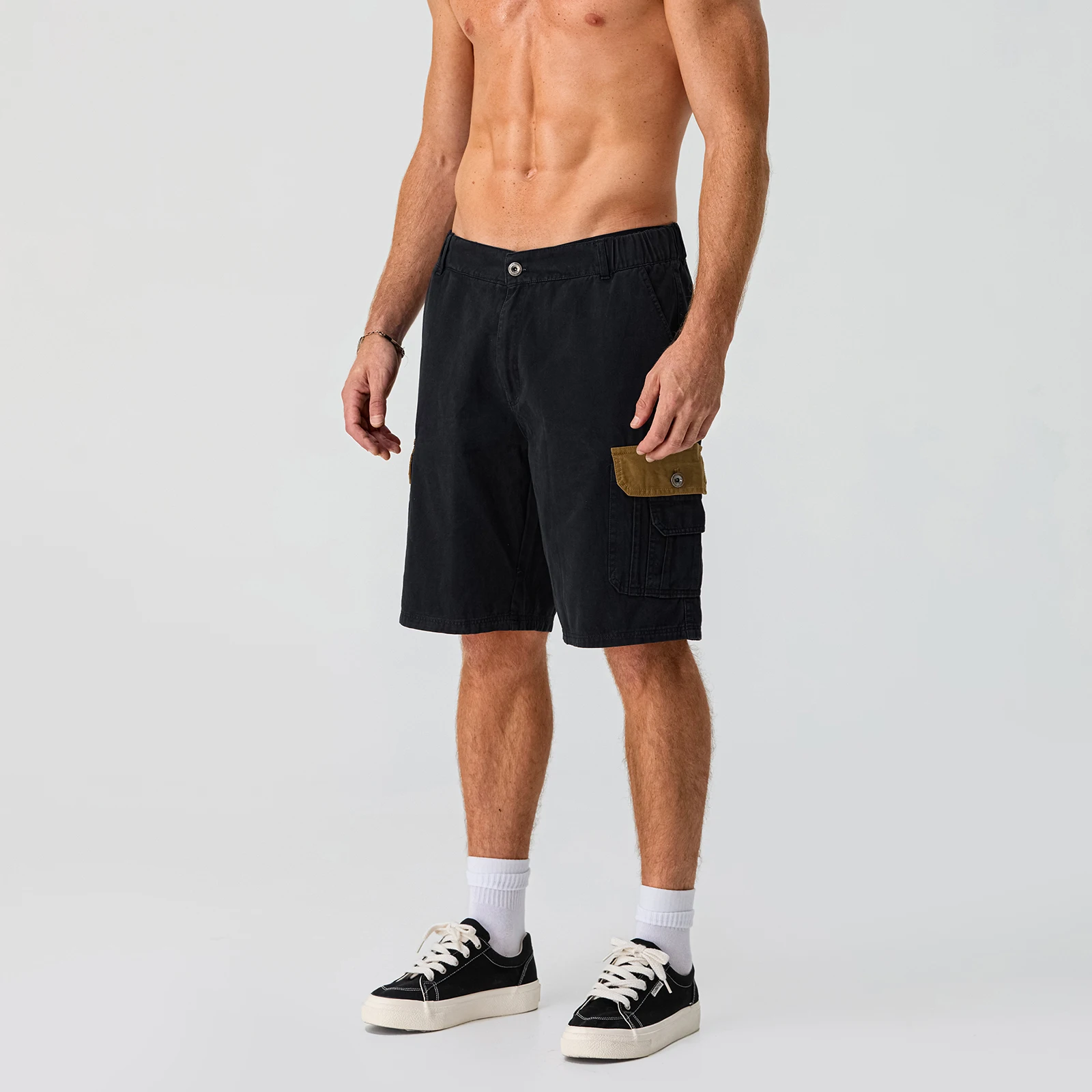 

Mens Casual Cargo Shorts Straight Fit Contrast Shorts with Multi-pockets for Daily Office Outdoor