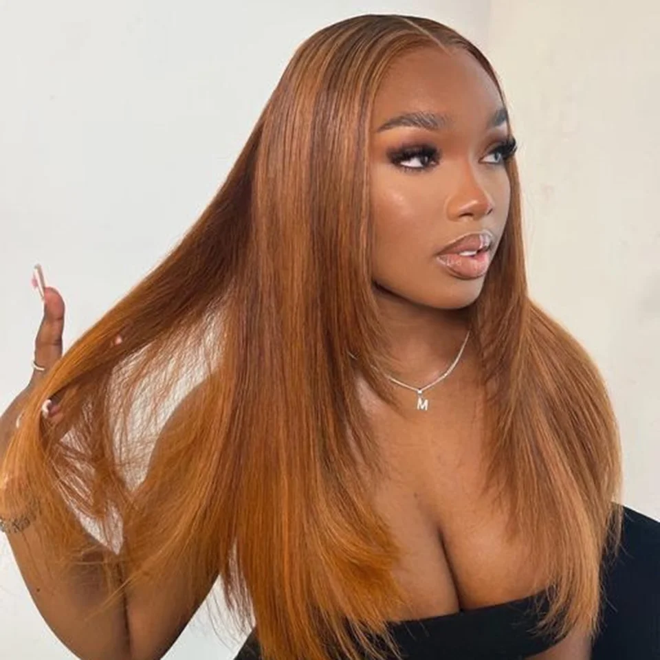 Ombre Brown Bone Straight Wig 13x1