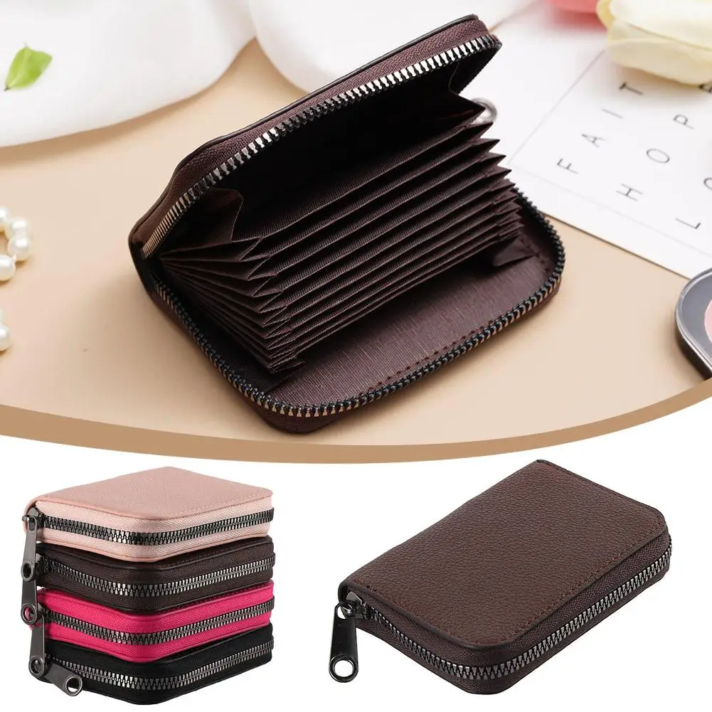 New High-end ID Credit Bank Card Holder With Hasp Wallet Men Anti Rfid Blocking Protected Magic PU Leather Card Wallet Case