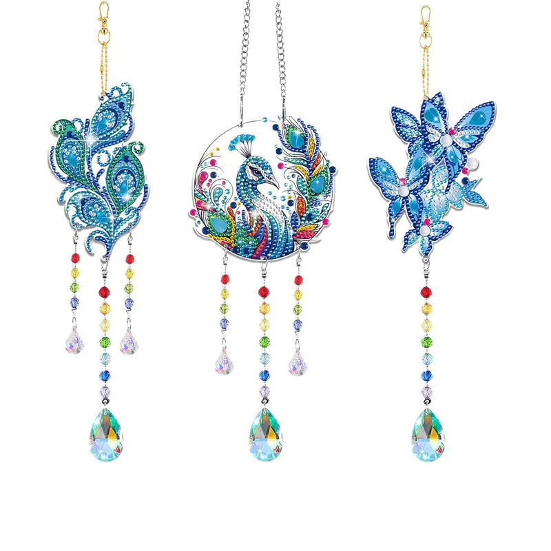 

3 шт. алмазная живопись мультфильм павлин 5D DIY колокольчик Рождественский кулон вышивка подвесной подарок оконный кулон комплект домашнего декора