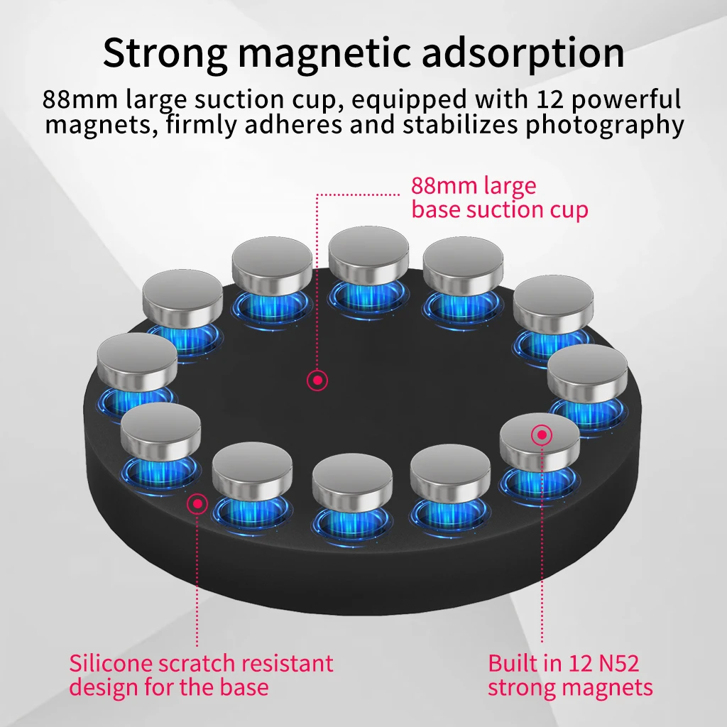 Verstellbare Magnetische Basis Pocket3 Erweiterungshalterung Stativadapter für DJI OSMO Pocket 4 Starke Saugkraft Auto-Halterung Kamera-Käfig-Rig – Detail 3