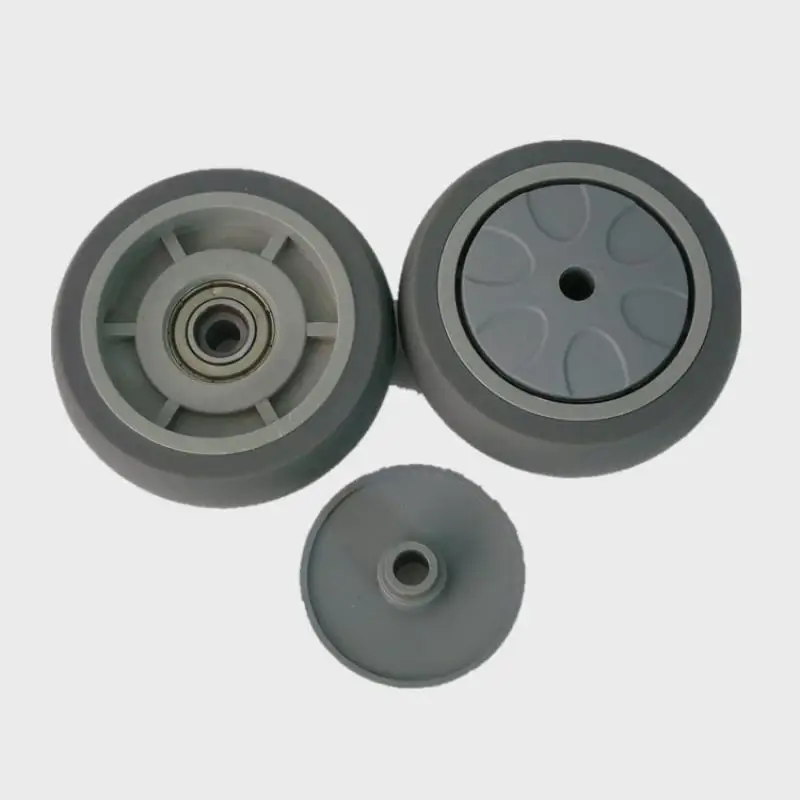 1pc-5-inch High-quality M12/M14/M16 Medical Universal Wheel Silent Center Control Caster Bed Brake Rubber Wheel For Furniture