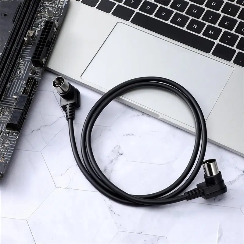 AS95 MIDI Cables 2 Pack 3.2FT Right Angle 5 Pin Male to Male, Low Profile Cable for Keyboard Synthesizer