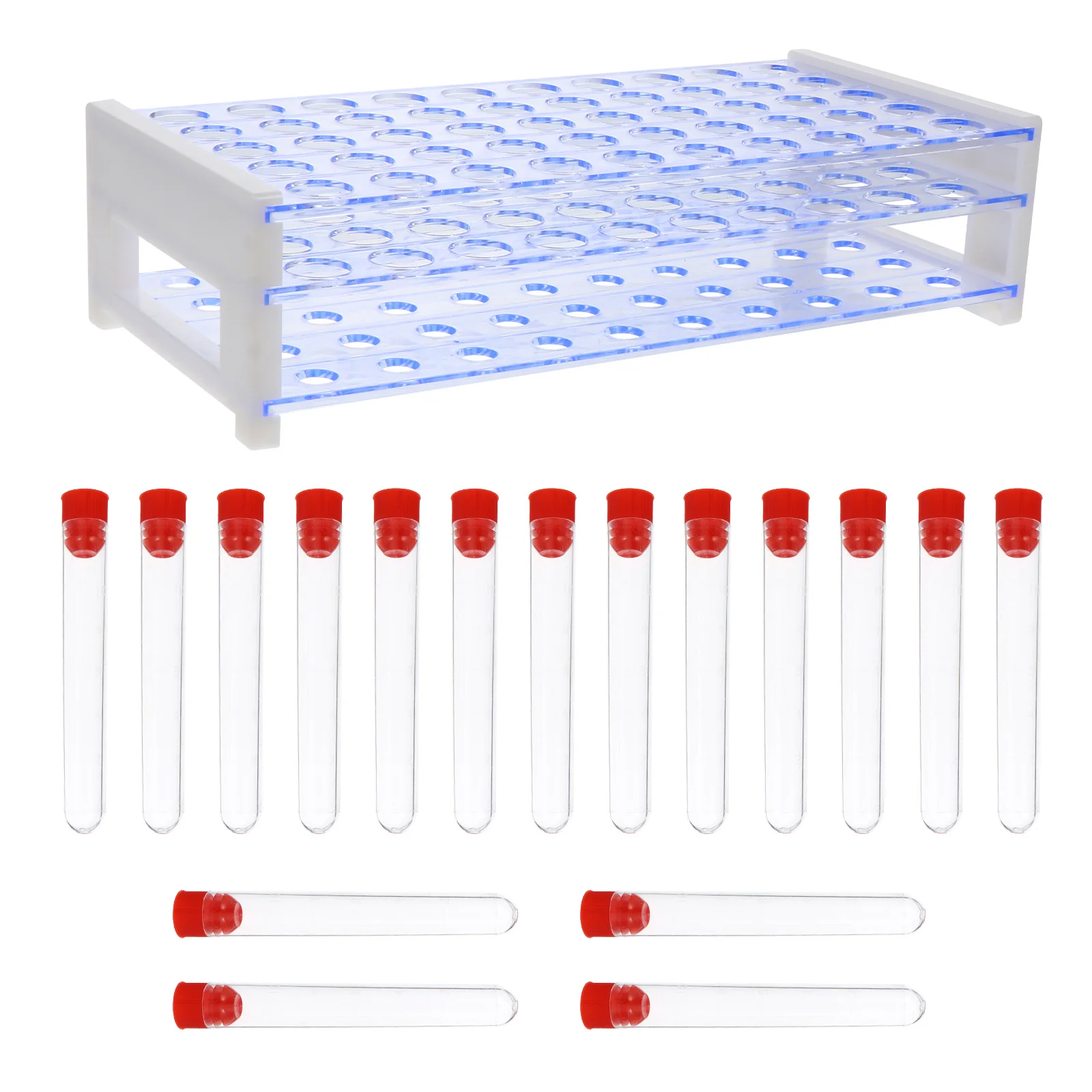 

1 set Test Set Plastic Leak-Proof Science Lab Tubes For Liquid Gel Sample Storage Centrifugal Tubes With Rack