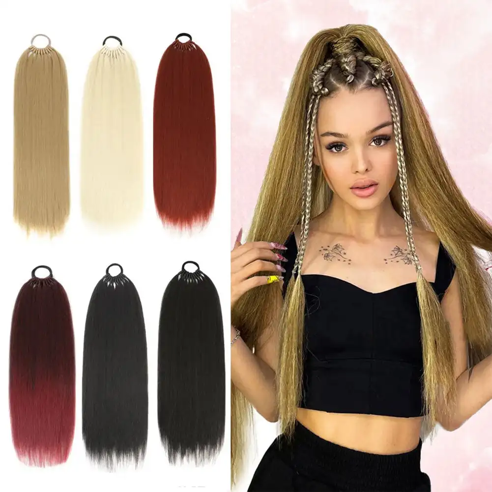 Ponytail Synthetic Hair Extensions Long Straight False Horse Tails Fake Hairpiece 24 Inch For White Black Woman