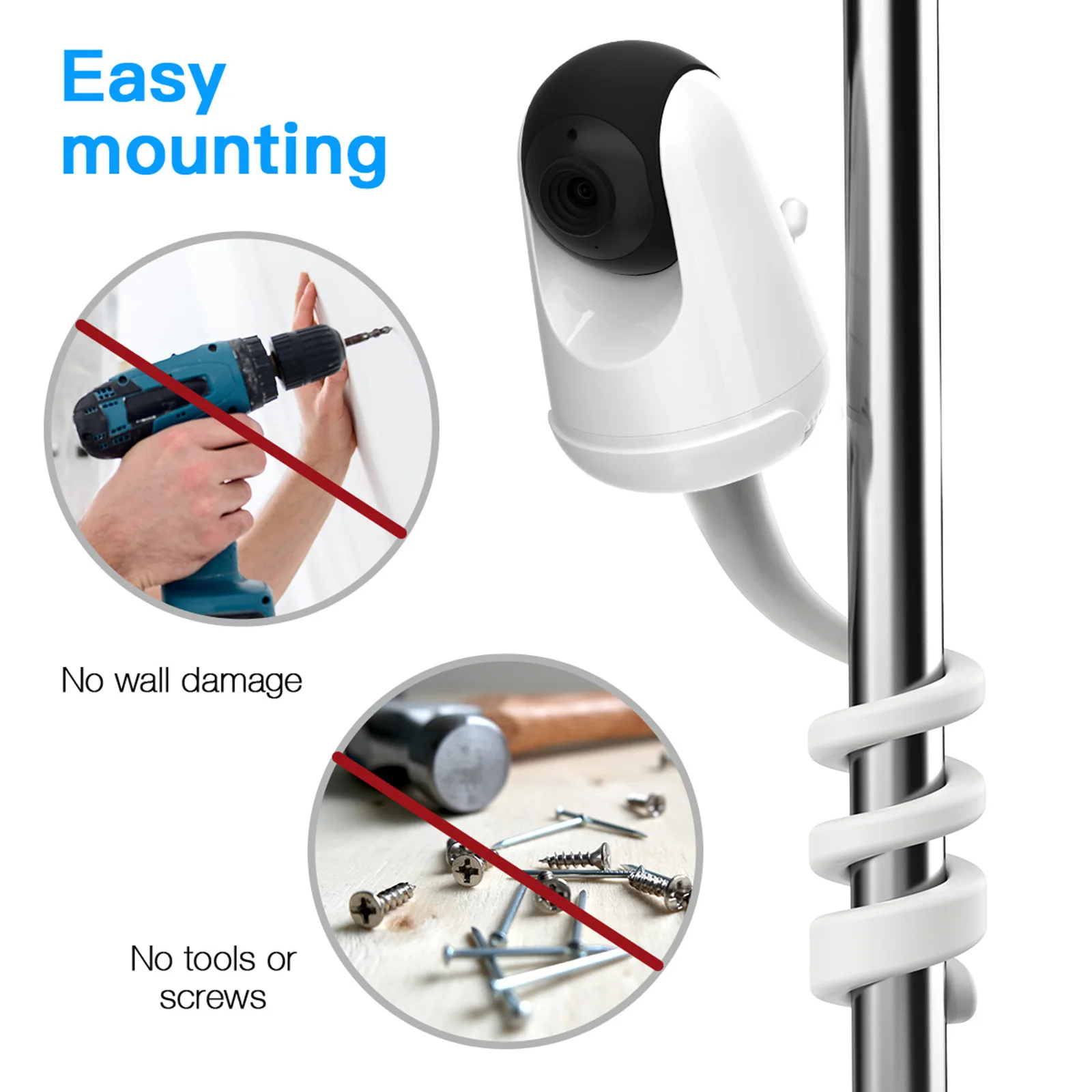 DF-1078+DF-3033 Baby Monitor Mount Bracket for VAVA Baby Monitor 720P Baby Monitor Baby Cradle Mount Holder Without Wall Damage
