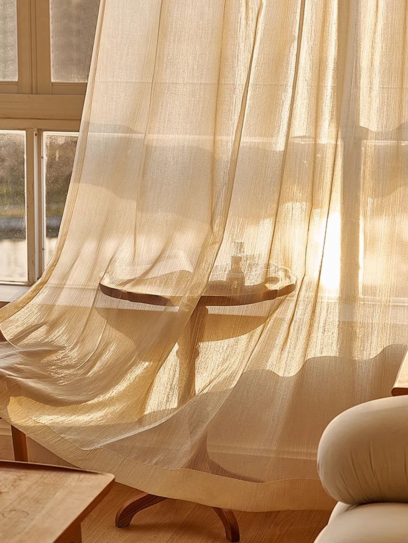 

French Fantasy Gold-plated Gauze Curtain, Light-transmitting, Bedroom, Living Room, High-end Light Luxury Curtain, Window Screen