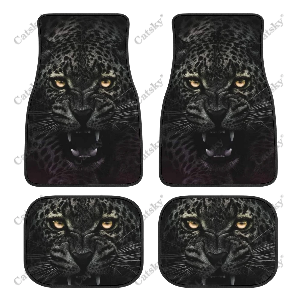 Black Panther Car Floor Mats 4 Piece Set Interior Accessories Dirt Resistant Printed Front/Rear Car Carpet