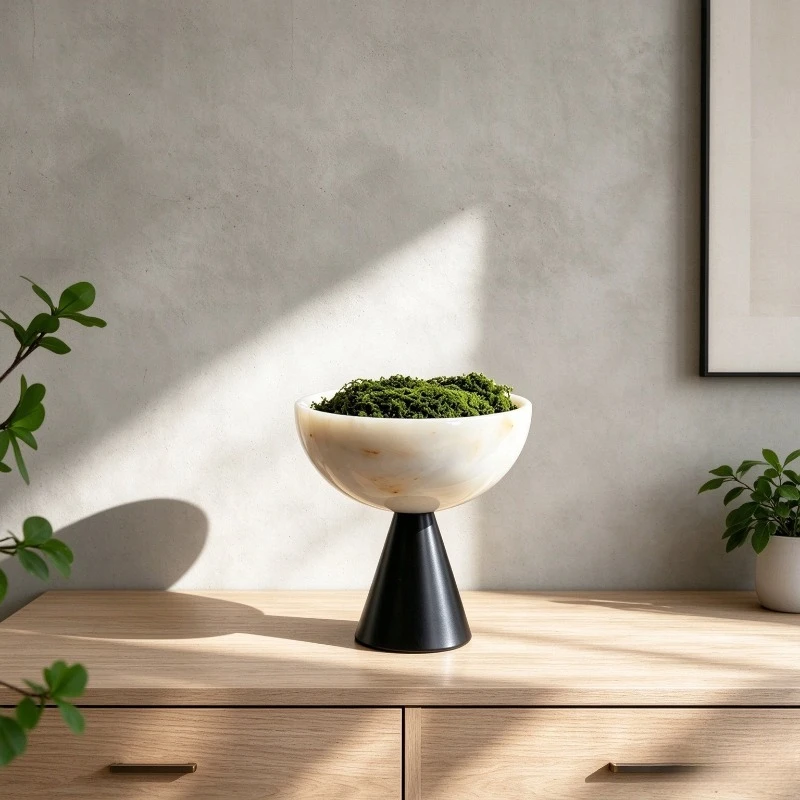 Marble Miniatures Creativity Cave Stone Jade Stone Miniatures Bionic Moss Aesthetic Plant Potted Home Decoration Crafts