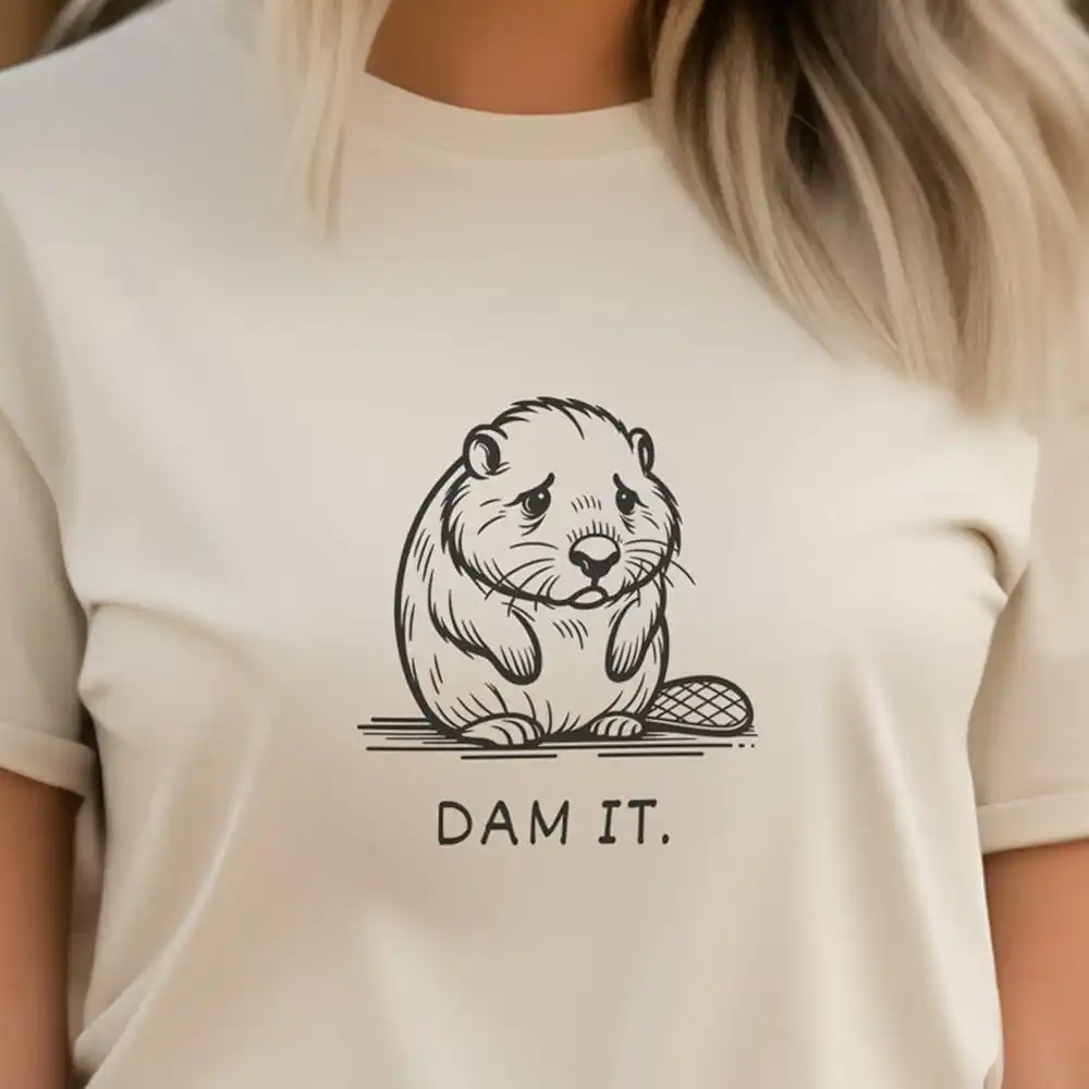 Dam It Sad Beaver T Shirt Funny Animal Print Cute Retro Line Art Design For Humor Lover Damn Beavers