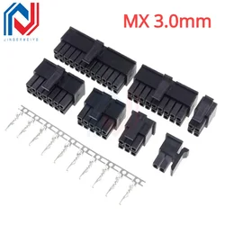 10sets Micro-Fit 2P 4P 6P Connector MX3.0mm Pitch Male Housing 8P 10P 12 16P 18P 20P 24Pin Mini 5557/43025 Male Shell+Terminal