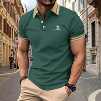 New Men's High Quality Embroidered CAMEL Color Blocked Polo Shirt Summer Luxury Fashion Casual Breathable Cool Short Sleeve Top