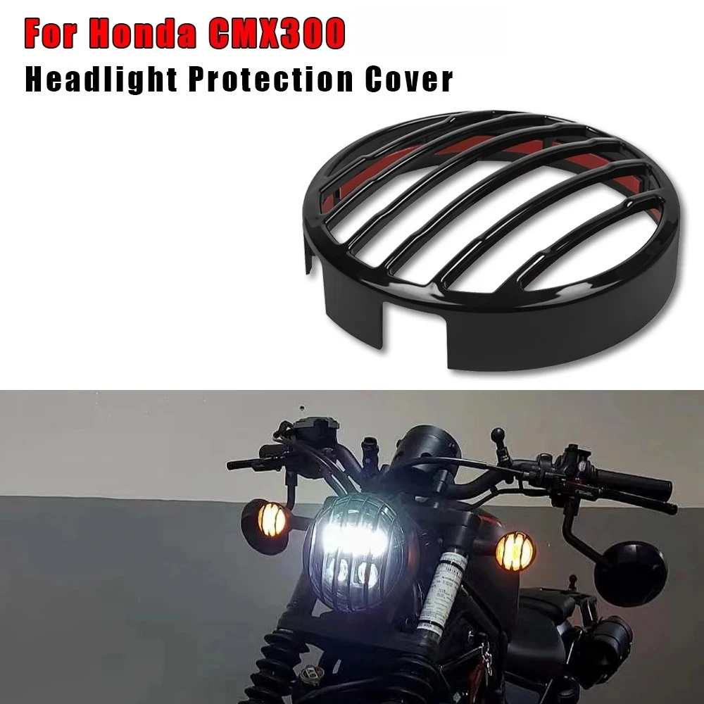 

For Honda Rebel CMX300 CMX 300 17-23 Black Head Light Guard Front Lamp Protector Headlight Grill Cover Motorcycle Accessories