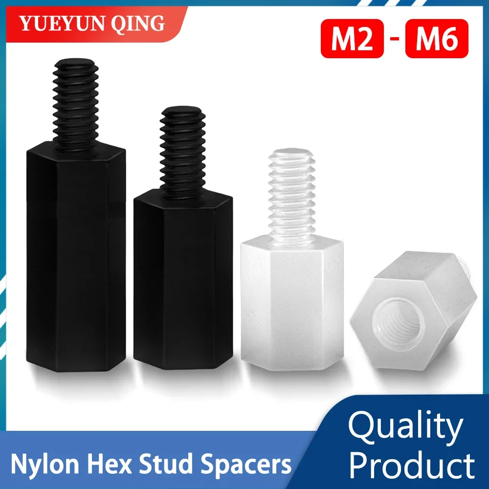 M2 M2.5 M3 M4 M5 M6 Male Female Nylon Hex Standoff Black White Board Rack Stud Plastic Spacing Screw Bolt Column Pillars