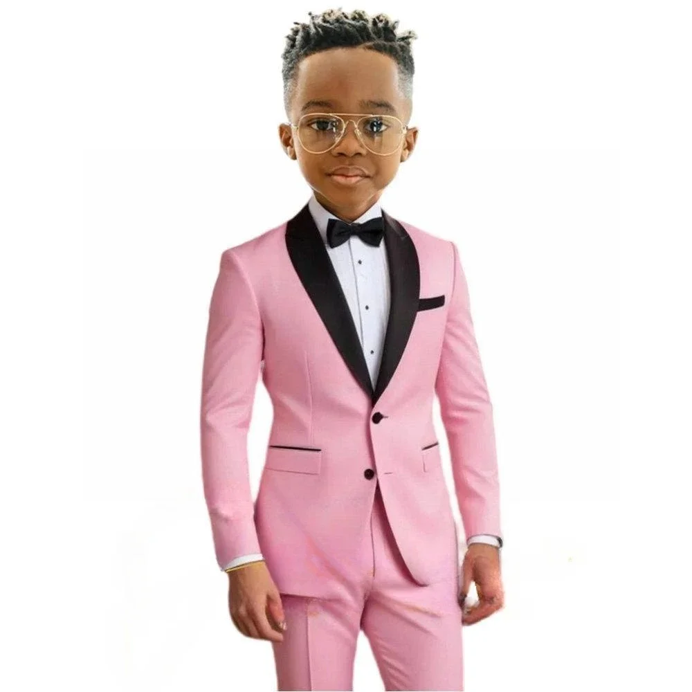 

Hot Sale Boy's Suit Kids Tuxedo Solid Set 2 Pieces Jacket Pants Formal Shawl Lapel For Birthday Party School Performance Wear