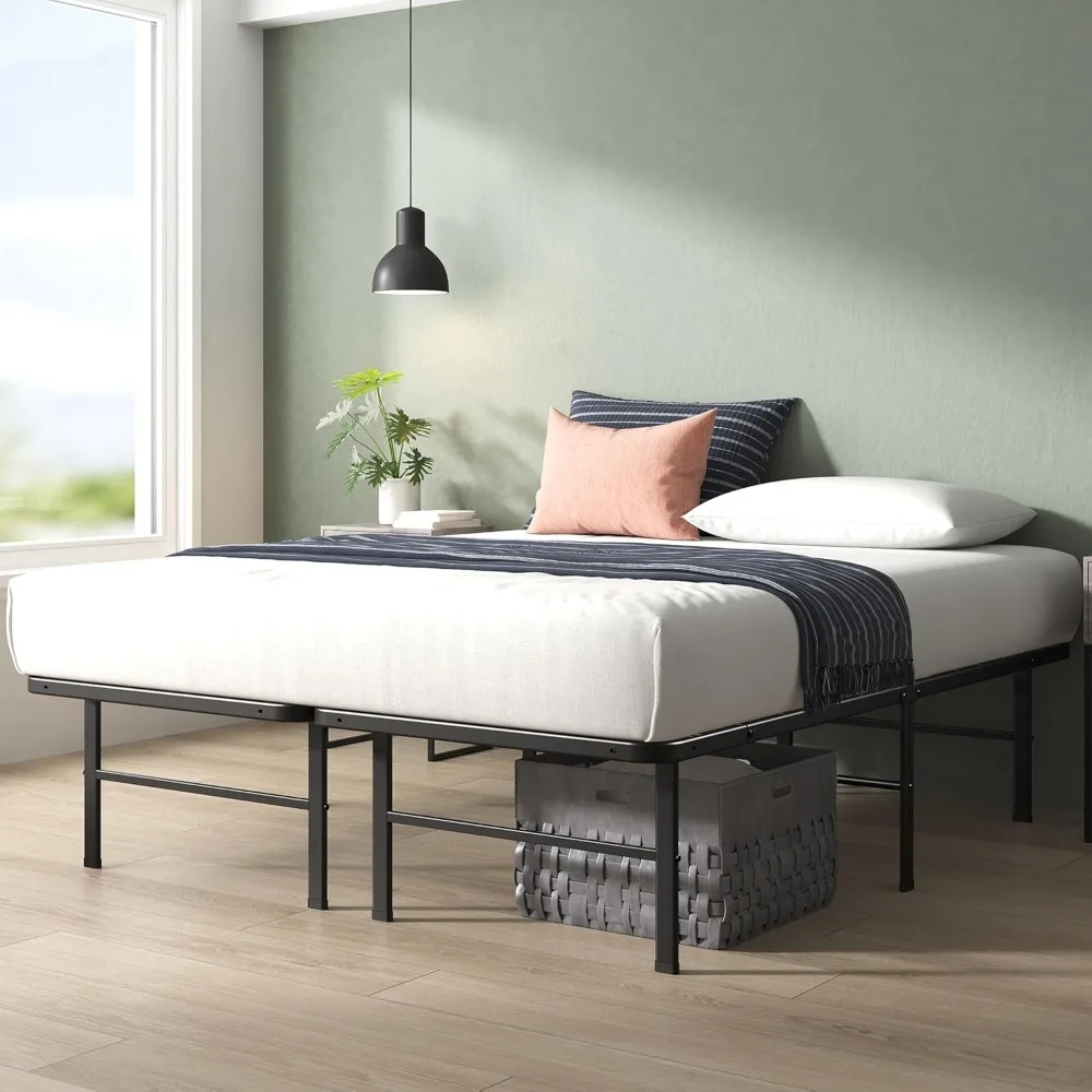 Estrutura de cama de metal de tamanho completo de 14 polegadas, SmartBase de montagem rápida ®   Base de colchão, aço resistente e resistente sem necessidade de molas