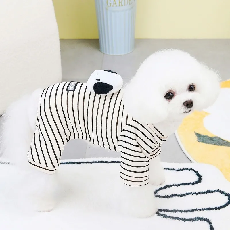 Pet Dog Jumpsuit Winter Warm Dog Clothes Cute Pattern Puppy Pajamas Fashion Soft Cat Striped Jumpsuits Yorkie Chihuahua Clothes